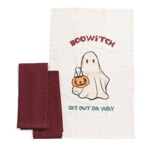 ZADORA Set Of 3 Cotton Boo Witch Kitchen Towels